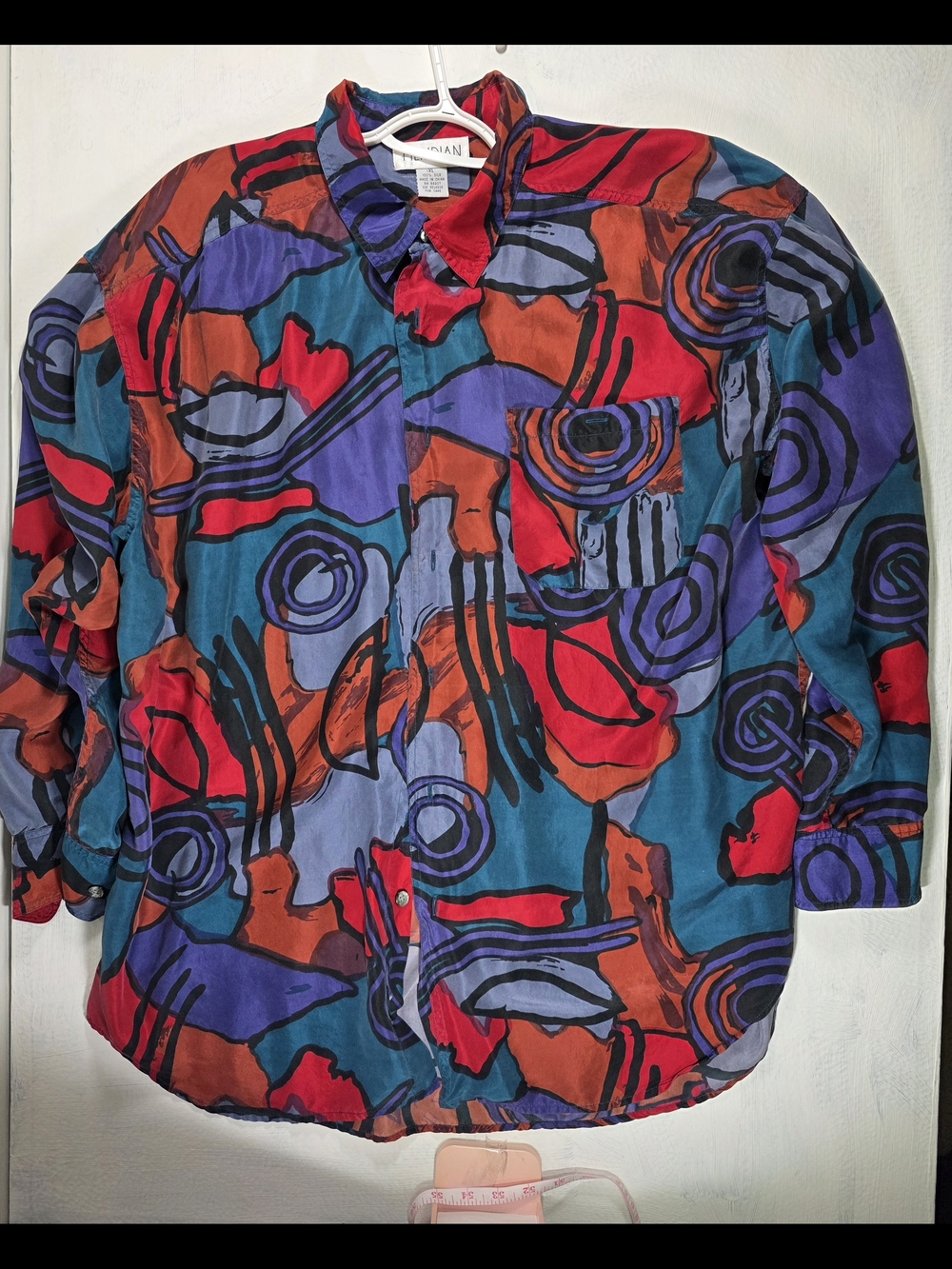 Vintage Abstract Multicolor Button-Up Dress Shirt - Unknown Brand